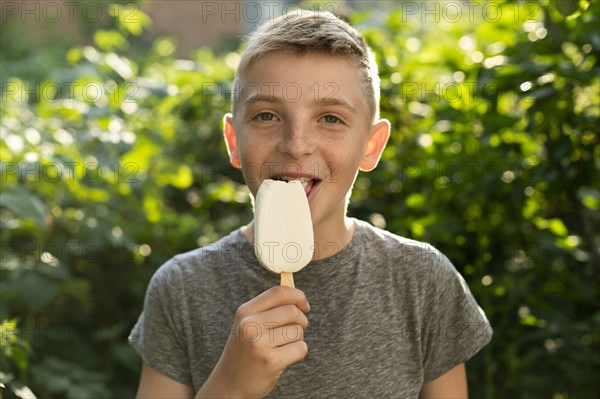Boy eating ice cream