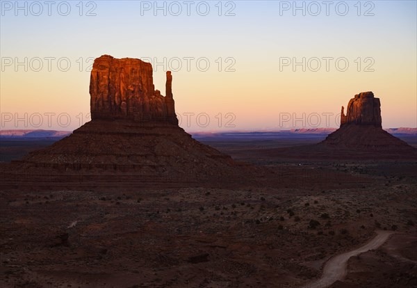 Buttes at sunset in Monument Valley, Arizona, USA