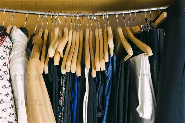 Clothes in wardrobe