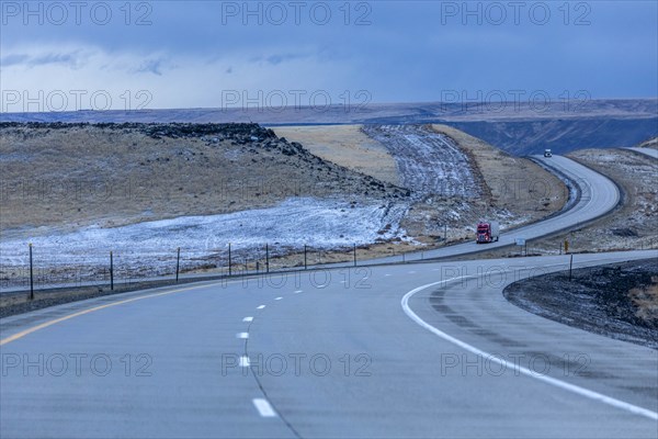 Highway during winter in Glenns Ferry, Idaho