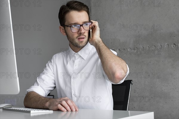 Businessman talking on phone