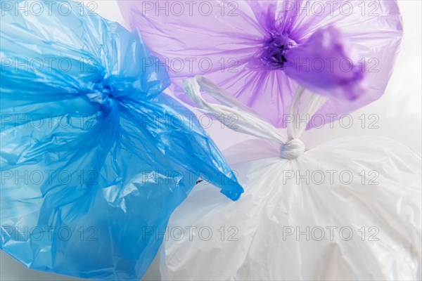 Plastic bags on white background