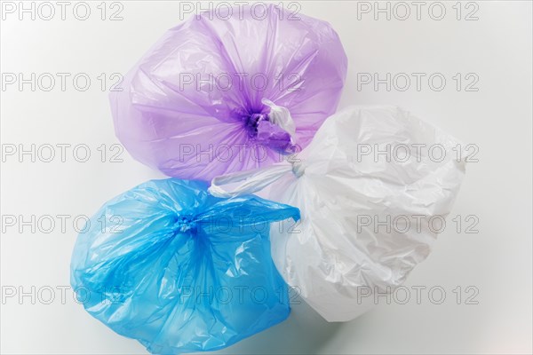 Plastic bags on white background