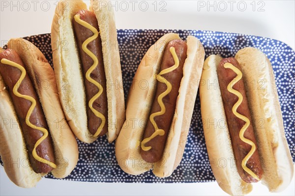 Hot dogs on tray