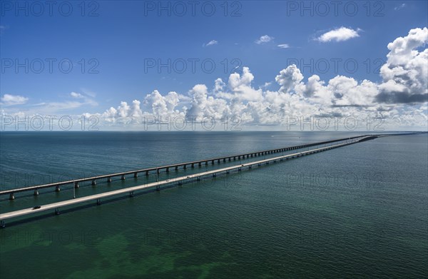 Aerial view of Seven Mile Bridge in Florida Keys, USA