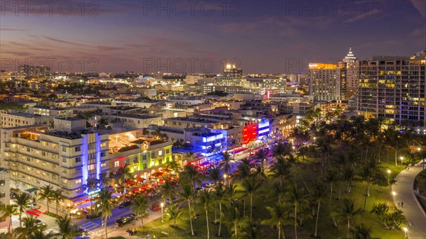 Cityscape at sunset of South Beach in Miami, USA