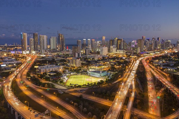 Highway bridges at sunset in Miami, USA