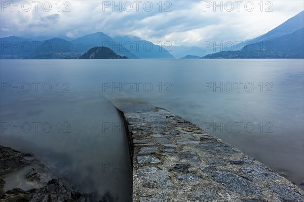 Long exposure shot of ramp in Lake Como, Italy