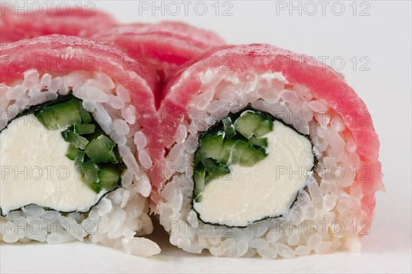 Sushi with raw fish and cream cheese