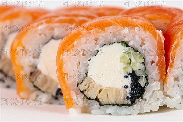 Sushi with salmon and cream cheese