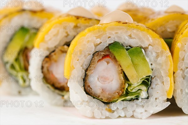 Sushi with surimi and avocado