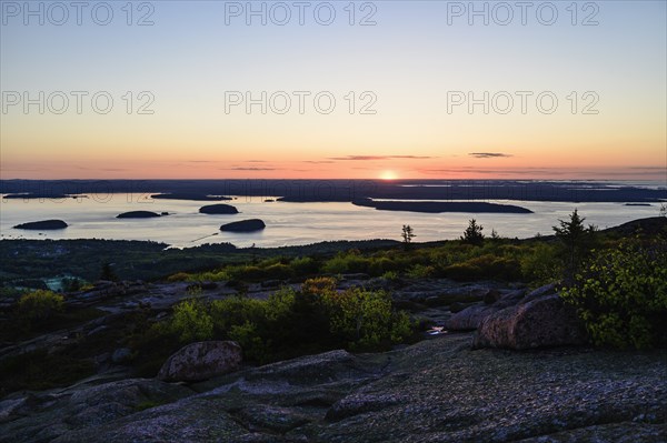 Islands in Frenchman Bay at sunrise in Acadia National Park