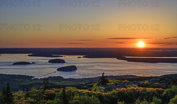 Islands in Frenchman Bay at sunrise in Acadia National Park