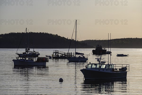 Fishing boats at sunset in Bar Harbor