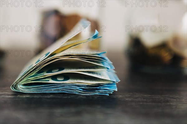 Folded twenty Euro notes