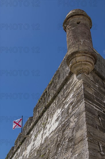 Cross of Burgundy flag on Castillo de San Marcos in St. Augustine