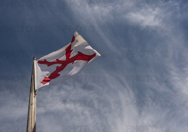 Cross of Burgundy flag at Castillo de San Marcos in St. Augustine