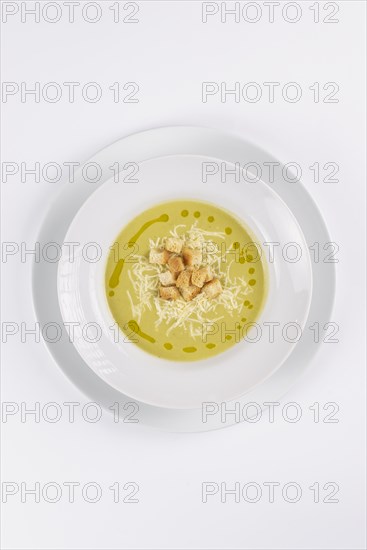 Soup with croutons and cheese