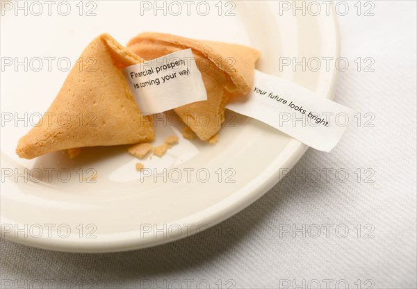 Fortune cookies on plate