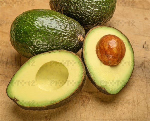 Avocados on wood