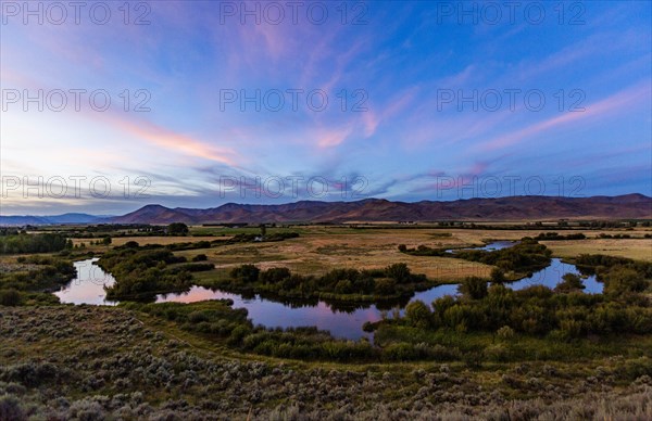 River at sunset in Picabo, Idaho, USA