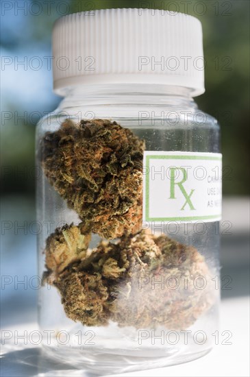 Medical marijuana in bottle