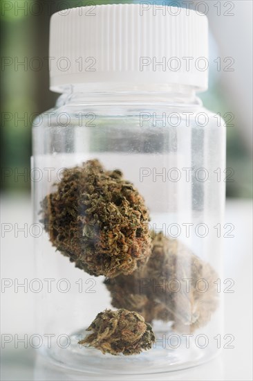 Medical marijuana in bottle