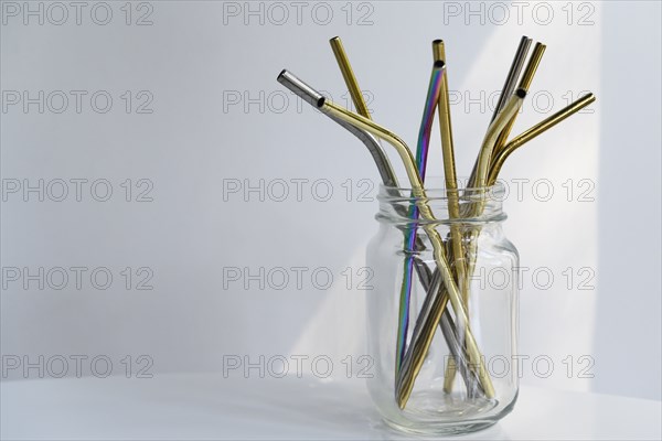 Reusable straws in glass jar