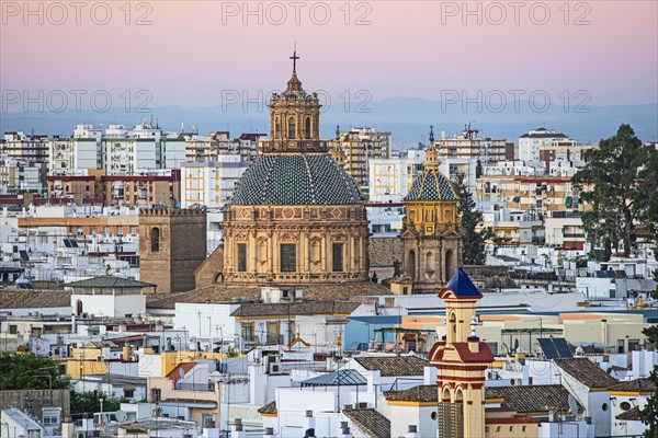 Cityscape with Church of Saint Louis of France in Seville, Andalusia, Spain