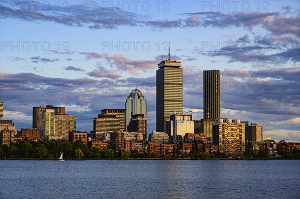 City skyline at sunset in Boston, Massachusetts, USA