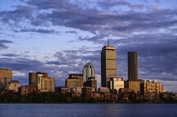 City skyline at sunset in Boston, Massachusetts, USA