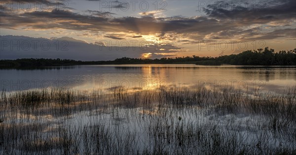 Dramatic clouds over lake