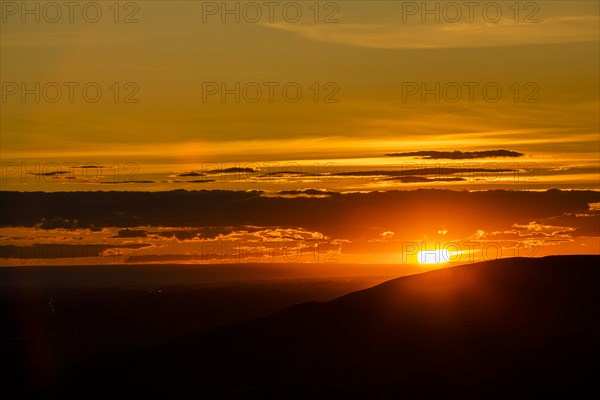 Silhouette of Boise Foothills at sunset in Boise, Idaho, USA