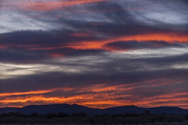 Sunset over Boise Foothills in Boise, Idaho, USA