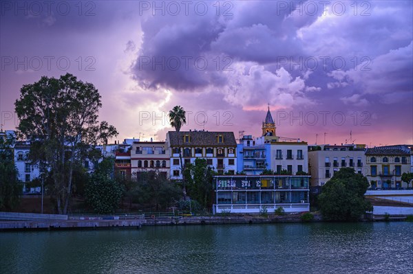 City skyline at sunset in Seville, Spain