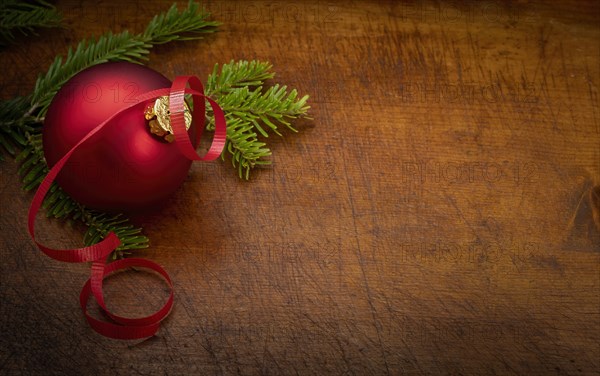 Red bauble and pine frond