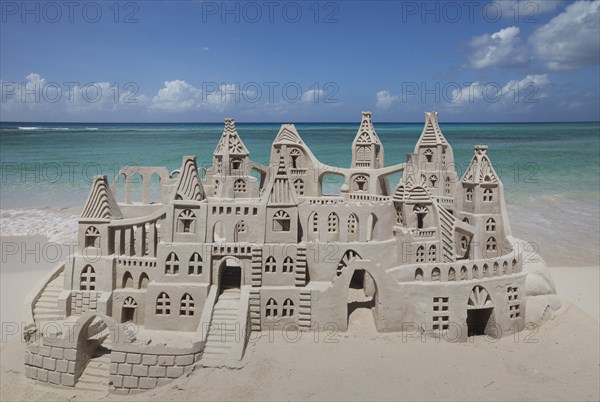 Sand castle on beach