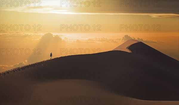 Man in desert in Namib Desert in Namibia