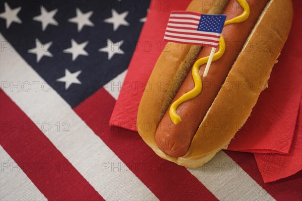 Hot dog on American flag