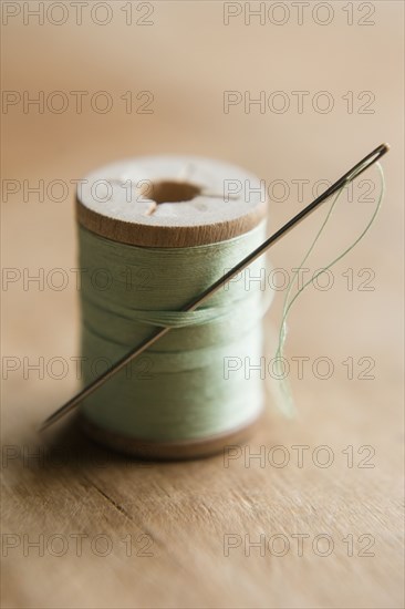 Green thread and needle