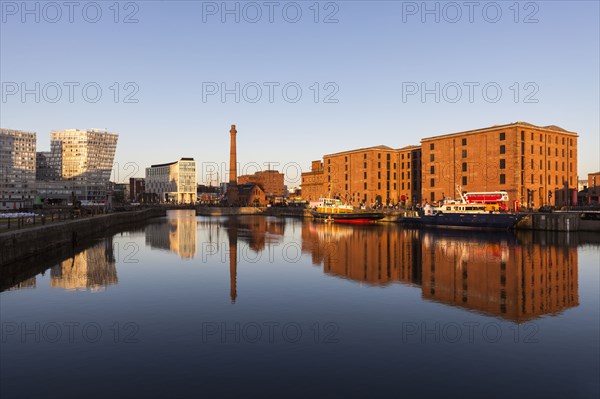 Architecture at waterfront in Liverpool, England