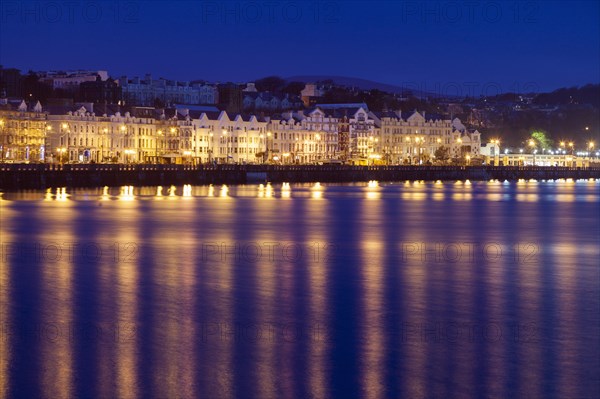 Buildings at night along waterfront of Douglas, Isle of Man