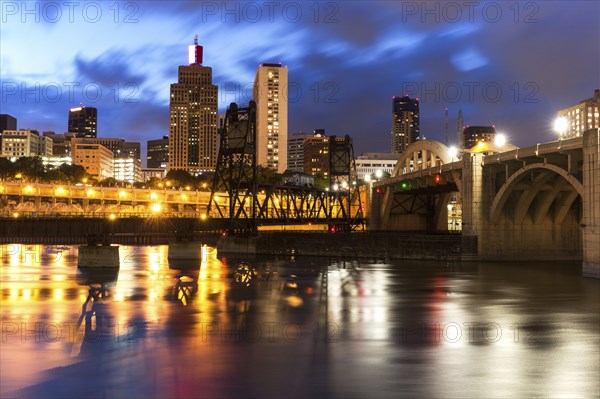 Cityscape of St. Paul, Minnesota at night