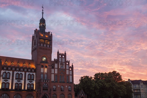 Slupsk Town Hall at sunset in Poland