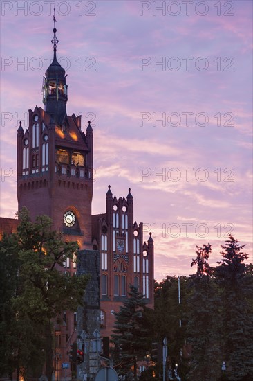 Slupsk Town Hall at sunset in Poland