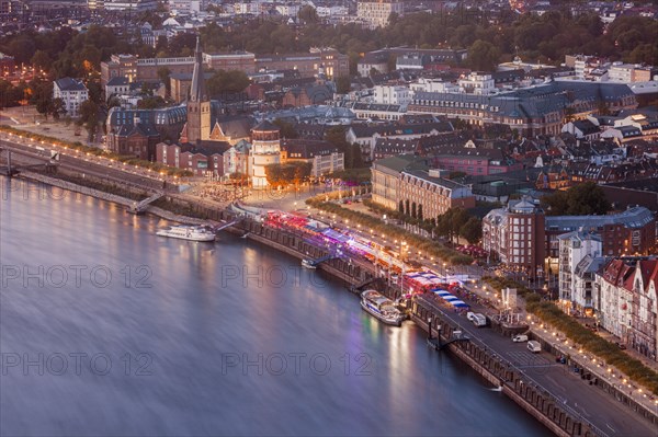 Aerial view of waterfront in Dusseldorf, Germany