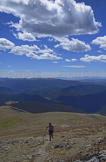 Woman hiking on Square Top Mountain in Colorado