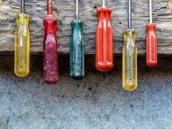 Variety of screwdrivers in a row