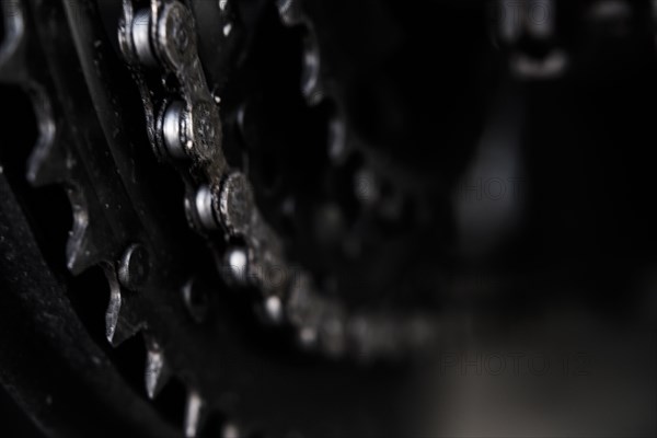 Close up of bicycle gears and chain