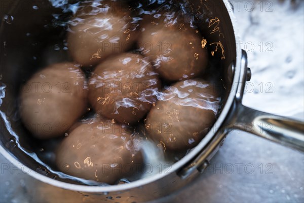 Eggs in pot of water